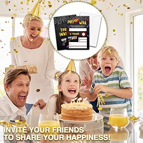 Chuxvon Dart Guns Birthday Invitations Double-Sided