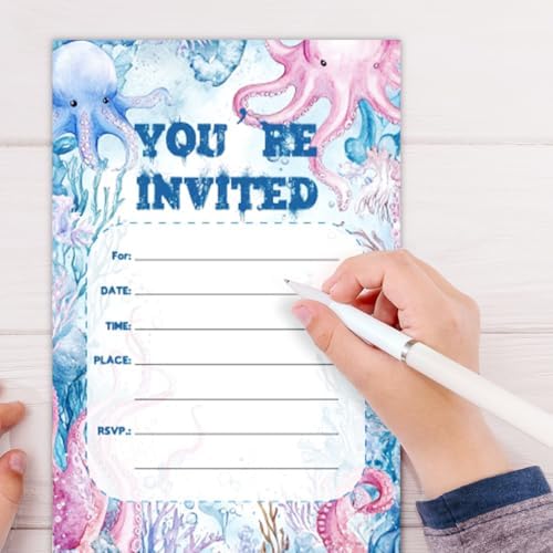 Under the Sea Octopus Birthday Party Invitations