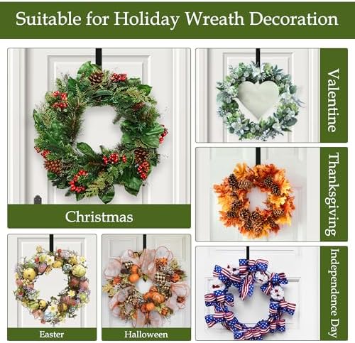 Nirohee 2 Pack Black Wreath Hangers for Front Door