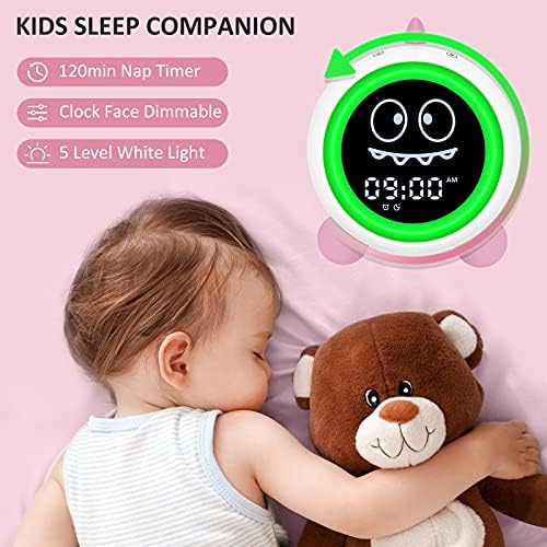Kids Dinosaur Alarm Clock with Night Light and Sound Machine