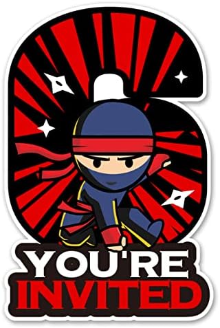 20 Ninja 6th Birthday Invitations with Envelopes