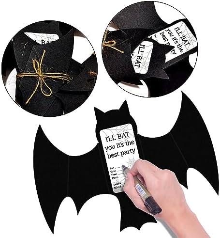 Superhero Party Favor Invitations 20PCS 3D Black Bats Cards