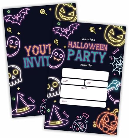 25 Halloween Party Invitation Cards with Envelopes
