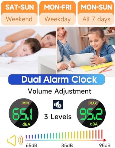 Cadmos Extra Loud Alarm Clock with Bed Shaker and RGB Display