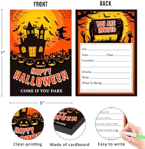 15Set Halloween Invitations with Envelopes 5x7
