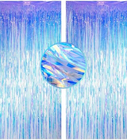 Gorgeous Holographic Iridescent Fringe Curtains 2 Pack