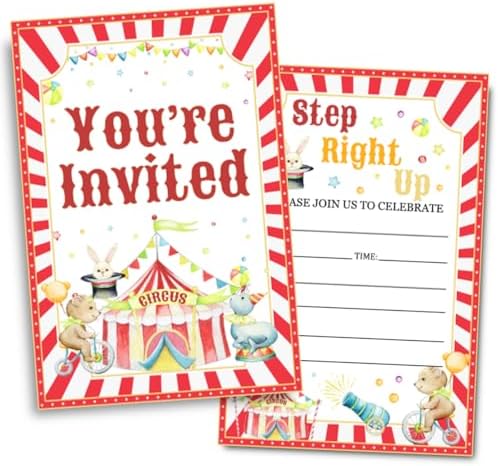Carnival Birthday Party Invitations with Envelopes
