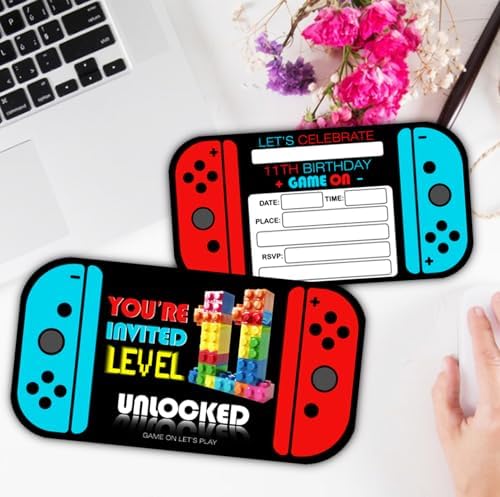 Video Game 11th Birthday Invitation Cards for Boys