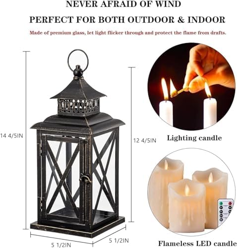 DECORKEY Decorative Candle Lanterns Black Indoor Outdoor