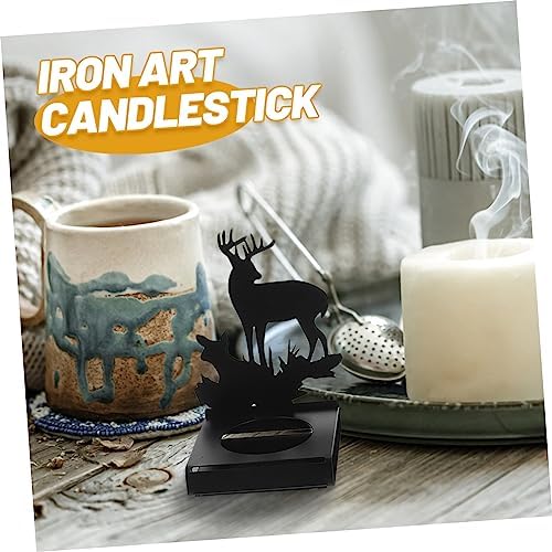 Cabilock 4pcs Christmas Elk Candle Holders Metal Tealight Stands for Holiday Centerpieces