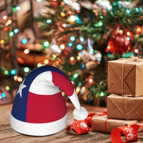 Flag Of Texas Print Christmas Hat With LED Lights