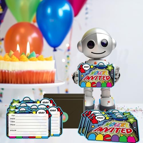 20pcs Space Game Birthday Invitations with Sticker Labels