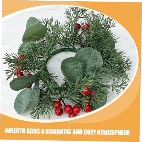 VOSAREA Christmas Candle Wreath with Pine Cones and Poinsettia