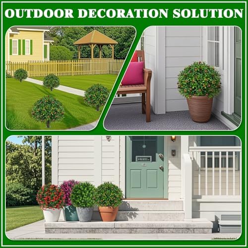 Artificial Boxwood Topiary Set of 2 for Porch and Outdoor