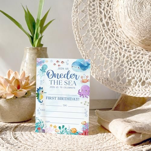 Under the Sea Birthday Invites 20 Pack with Envelopes