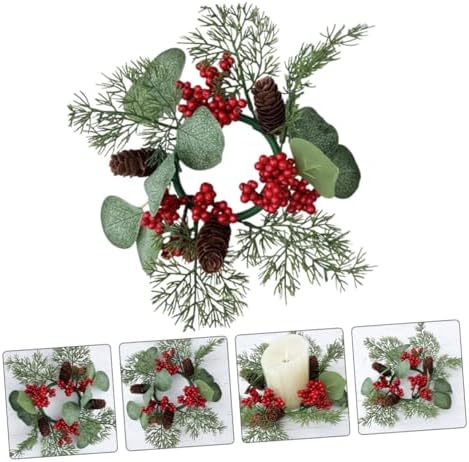 BESTYASH Christmas Candle Ring Wreath Artificial Decor