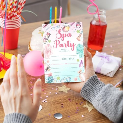 Spa Birthday Party Invites for Women Girls with Envelopes