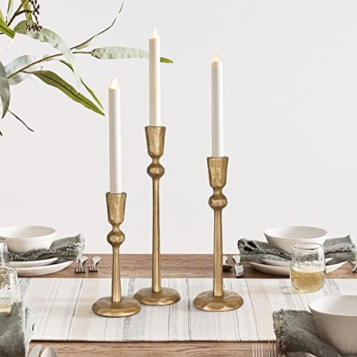 Antique Brass Taper Candle Holder Set of 3