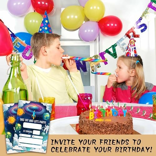 Outer Space Birthday Invitations with Envelopes A28