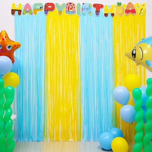 Sponge Birthday Party Decorations 2 Pack Foil Fringe Curtains