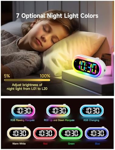 OCUBE Digital Alarm Clocks with Wake Up Light and Dual Alarms