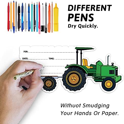 15 Sheet Green Tractor Party Invitation Set