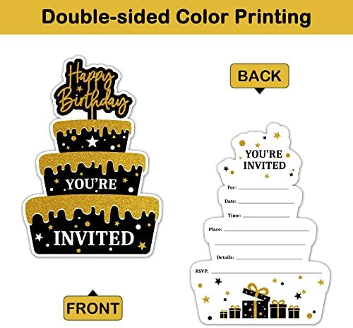 REWIDPARTY Birthday Invitations Set of 15 with Envelopes and Stickers