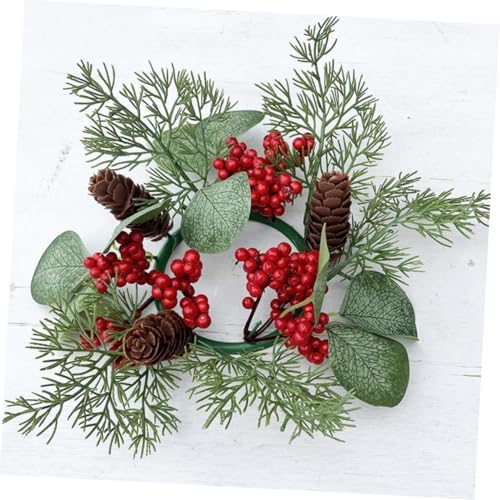 BESTYASH Christmas Candle Ring Wreath Artificial Decor