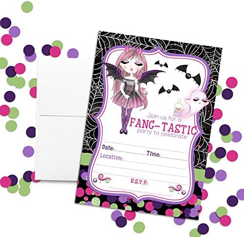 Fang-tastic Vampire Girl Halloween Party Invitations 20 pcs 5x7 Fill In Cards