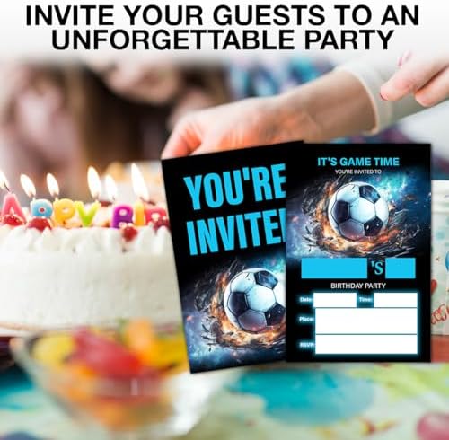 Soccer Birthday Invitations With Envelopes Set of 20
