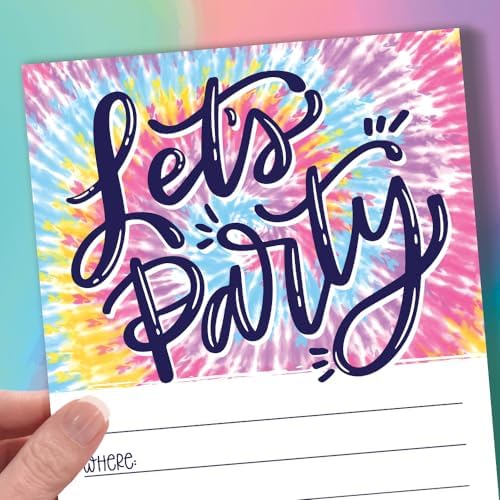 Tie Dye Birthday Invites With Envelopes 20 Count