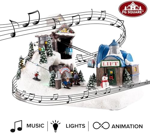 Animated Christmas Village with LED Lights and Music