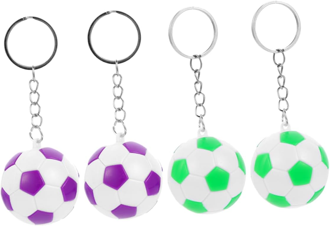 4pcs Realistic Soccer Keychain Pendants Durable Football Keyrings for Boys