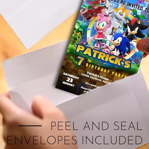 Sonic Birthday Invitations with Envelopes 4x6 Inches