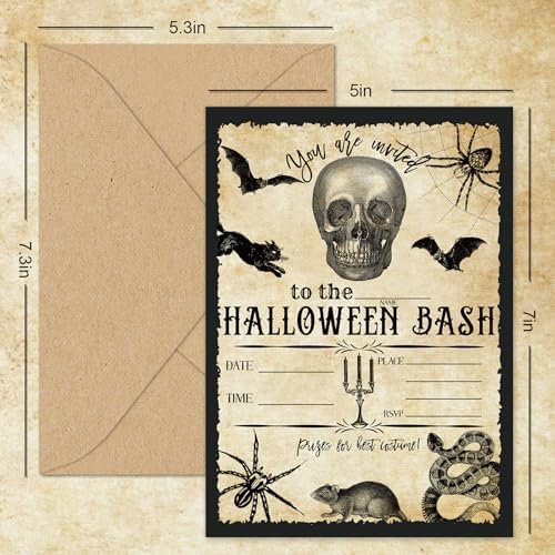 Whaline Halloween Invitation Cards with Envelopes Set of 25