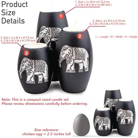 Iyara Craft Elephant Tealight Candle Holder Set 3