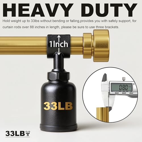 Modern Gold Curtain Rod with Solid Metal Finials 1 Diameter