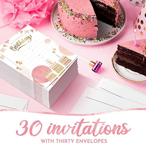 30 Pack Birthday Invitations with Envelopes