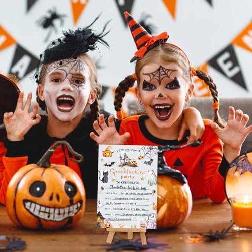 20 Halloween Birthday Invitations with Envelopes