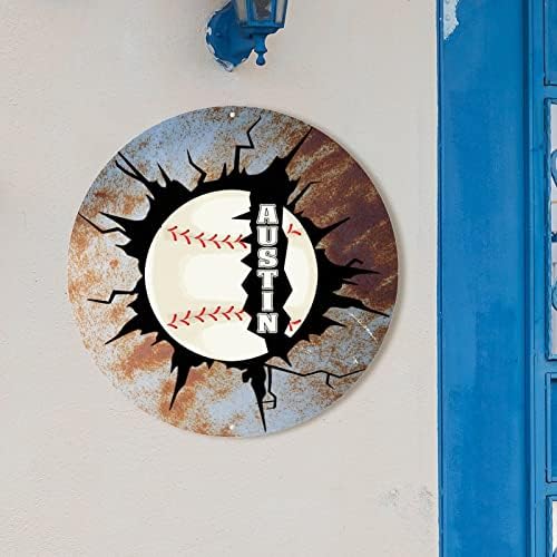 Burst Ball Baseball Welcome Door Sign Metal Wall Art