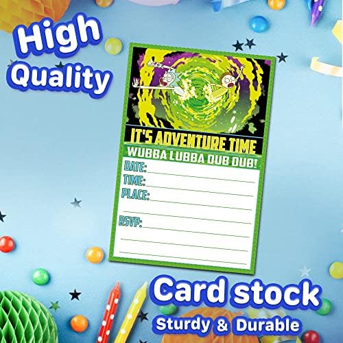 Set of 20 Anime Science Birthday Invites with Envelopes