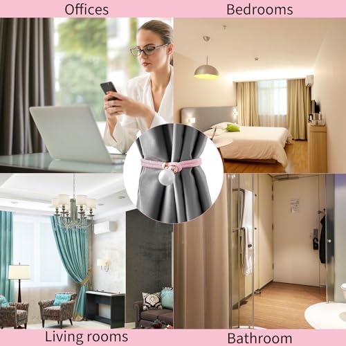 2 Pack Pink Adjustable Curtain Tiebacks with Large Imitation Pearls