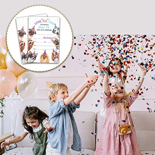 Foosproea Dog Birthday Invites 20 Pack with Envelopes