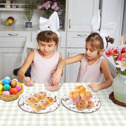25 Pcs Easter Bunny Oval Paper Plates 10x12 Inch