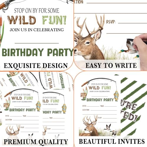 Wild Fun Birthday Invitations 20 Pack with Envelopes