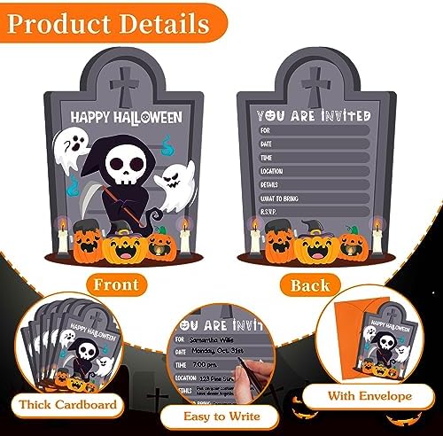 D24TIME Halloween Invitation Cards 12Pcs with Envelopes