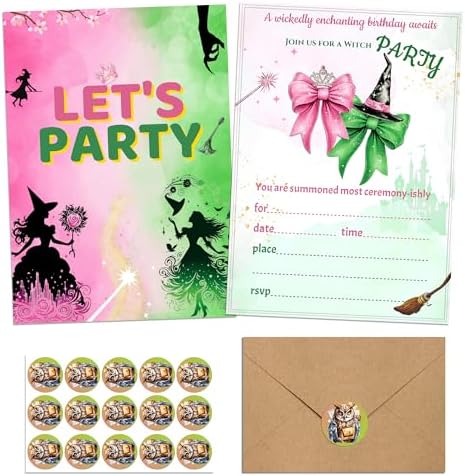 15 Witch Themed Birthday Party Invitations Set