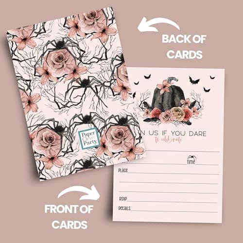 Gothic Pumpkin Halloween Invitations with Envelopes 25 Pack