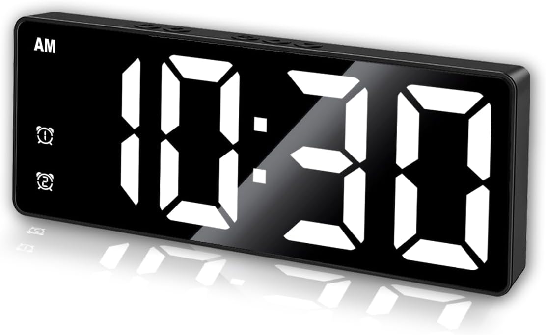 Knigswerk Small Digital Alarm Clock with Large Display and Adjustable Brightness