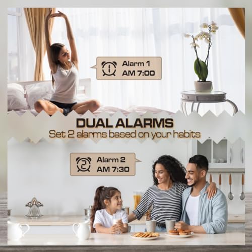 Knigswerk Small Digital Alarm Clock with Large Display and Adjustable Brightness